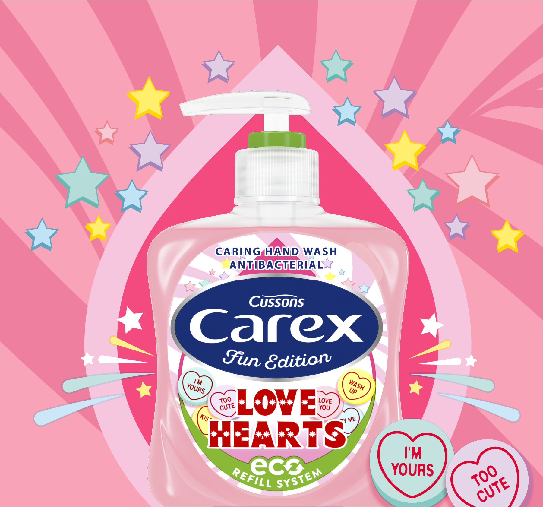 Carex Love Hearts Fun Editions Hand Wash Bottle