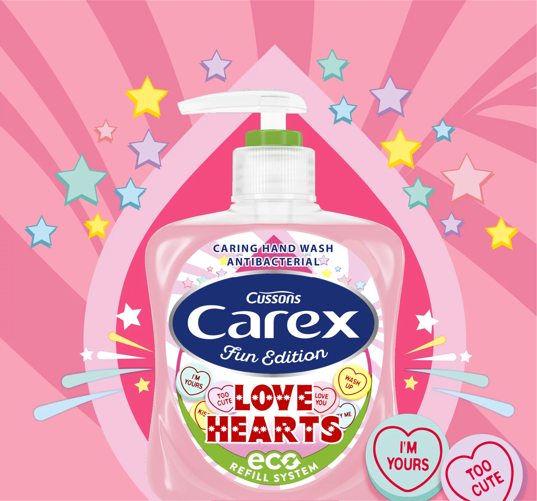 Carex Love Hearts Fun Editions Hand Wash Bottle Carex Love Hearts Fun Editions Hand Wash Bottle