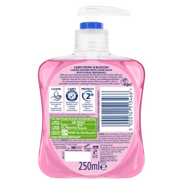 Carex Peony and Blossom Antibacterial Hand Wash 250ml and 500ml