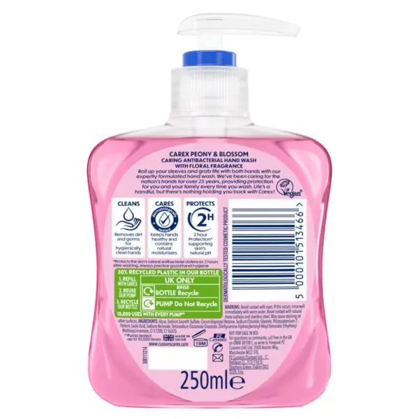 Carex Peony and Blossom Antibacterial Hand Wash 250ml and 500ml